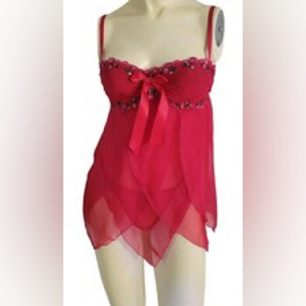 Vintage Victoria’s Secret Babydoll Lingerie Cherry Embroidery 36B Y2K Collector